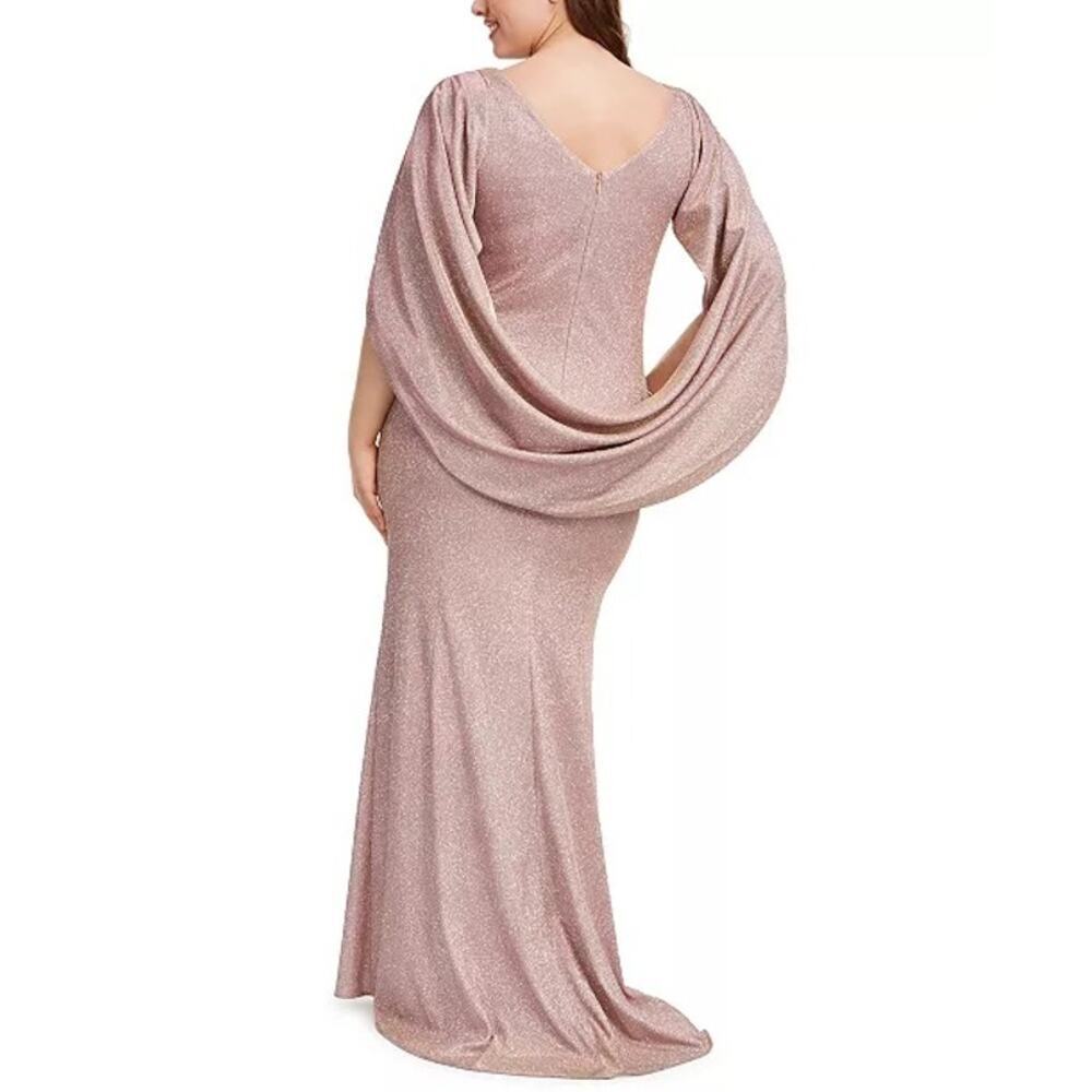 NWT Betsy & Adam Gracie Long Glitter Galaxy Cowl Neck Back Dress Pink Size 22W - Picture 2 of 8
